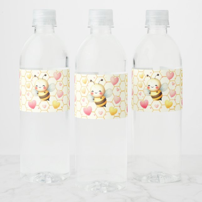 Färglöst honungsbi Lycklig Baby Shower Cute Vattenflaskor Etikett (Flaskor)