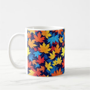 Färglöst Höst löv i Mörk blått bakgrund Kaffemugg