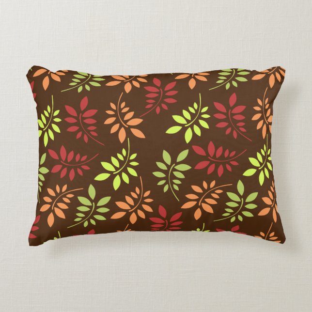 Färglöst Höst löv i varma toner Prydnadskudde (Framsidan)