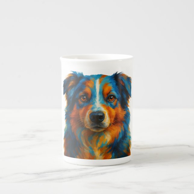 Färglöst Hund-kaffe Mugg Benporslin Mugg (Framsidan)