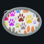 Färglöst Hund över hela Tass avtryck<br><div class="desc">Bilder i hund tass avtryck överallt. Färgfull tecknad stil-design. Anpassningsbar bälte låsbeslag. Gift idé för hundälskare i alla åldrar.</div>