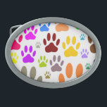Färglöst Hund över hela Tass avtryck<br><div class="desc">Bilder i hund tass avtryck överallt. Färgfull tecknad stil-design. Anpassningsbar bälte låsbeslag. Gift idé för hundälskare i alla åldrar.</div>