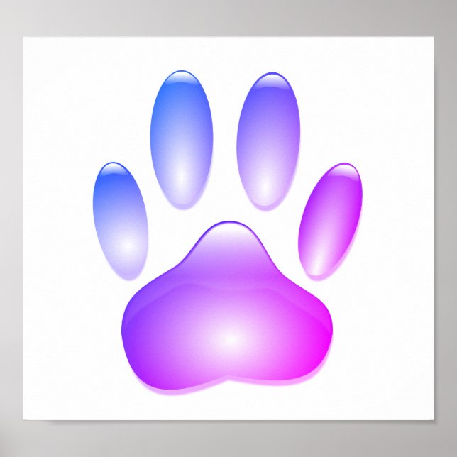 Färglöst Hund Paw Skriv ut Poster (Framsidan)