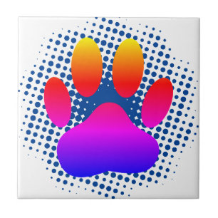 Färglöst Hund Pawprint Tile Kakelplatta