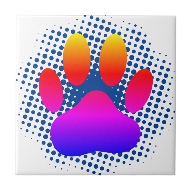 Färglöst Hund Pawprint Tile Kakelplatta (Framsidan)