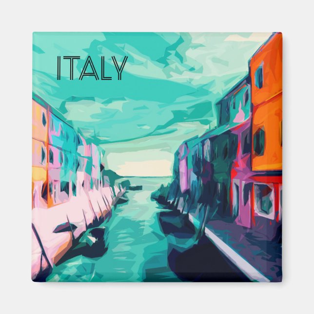 Färglöst Italien Travel Poster Fridge Magnet (Framsidan)