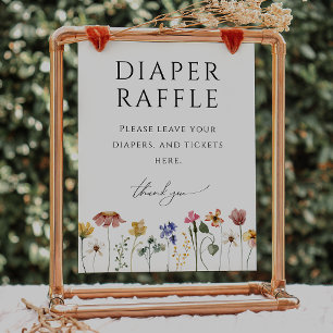 Färglöst jokrosblomma Diaper Raffle Baby Shower Si Poster