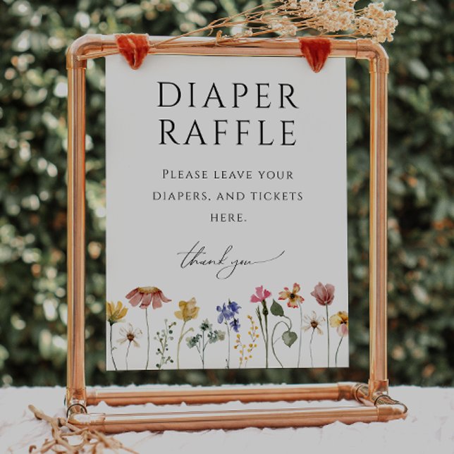 Färglöst jokrosblomma Diaper Raffle Baby Shower Si Poster (Skapare uppladdad)