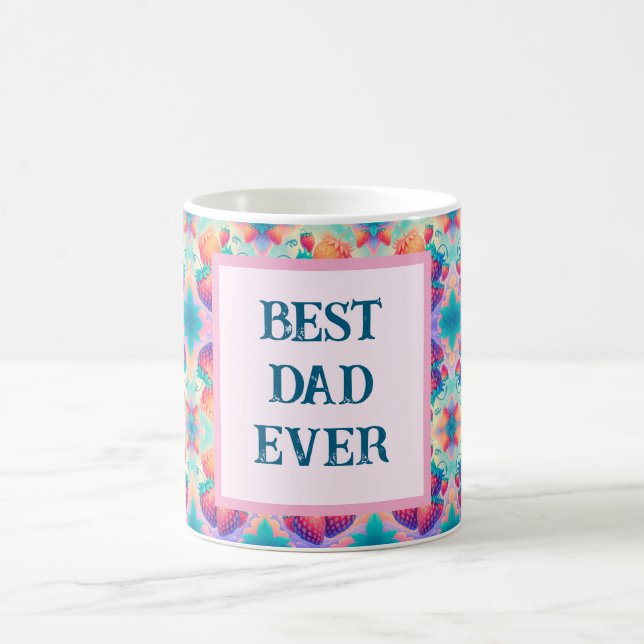 Färglöst jordgubbsbär med bästa Pappa någonsin Kaffemugg (Center)