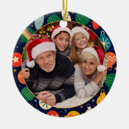 Färglöst julfoto Mönster One Julgransprydnad Keramik