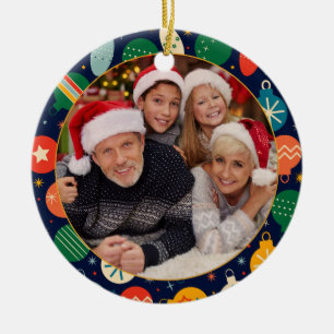 Färglöst julfoto Mönster One Julgransprydnad Keramik