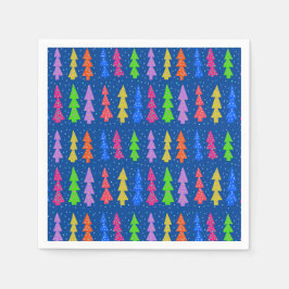 Färglöst Julgranar på blå Pappersservett