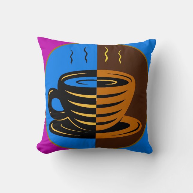 Färglöst kaffe Mugg Pillow Kudde (Framsida)