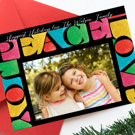 Färglöst KÄRLEK PEACE JOY ett foto modernt ram Julkort