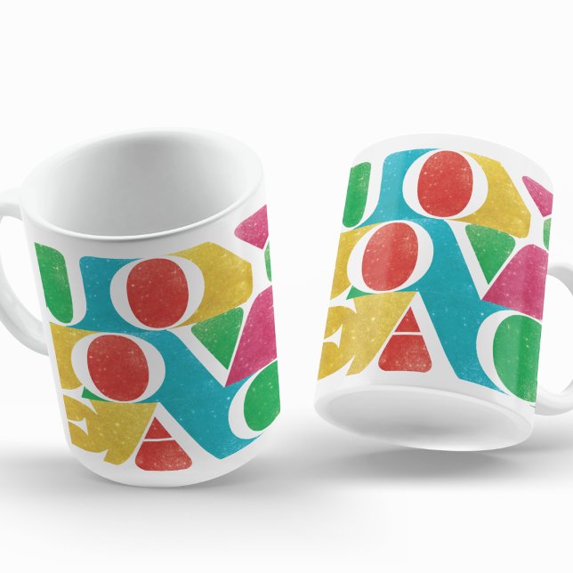 Färglöst KÄRLEK PEACE JOY-foto ram Kaffemugg (Skapare uppladdad)