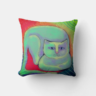 Färglöst Katt Abstrakt Art Kudde