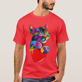 Färglöst katt Huggande Heart T Shirt