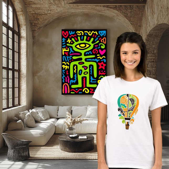 Färglöst katt i Luftballong Art T Shirt (Skapare uppladdad)