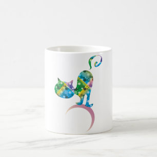 Färglöst katt på Crescent Måne Kaffemugg
