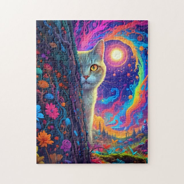 Färglöst katt pussel (Vertikal)