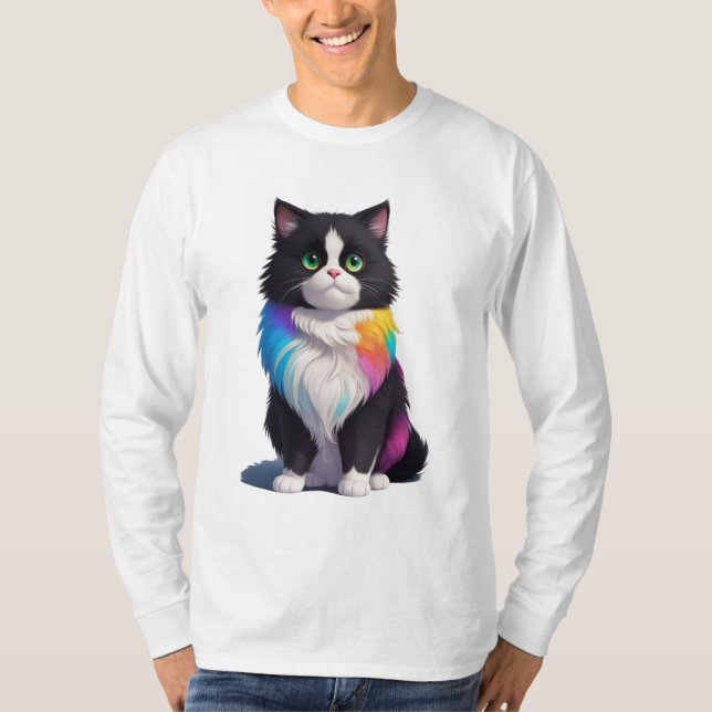 Färglöst katt t shirt (Framsida)