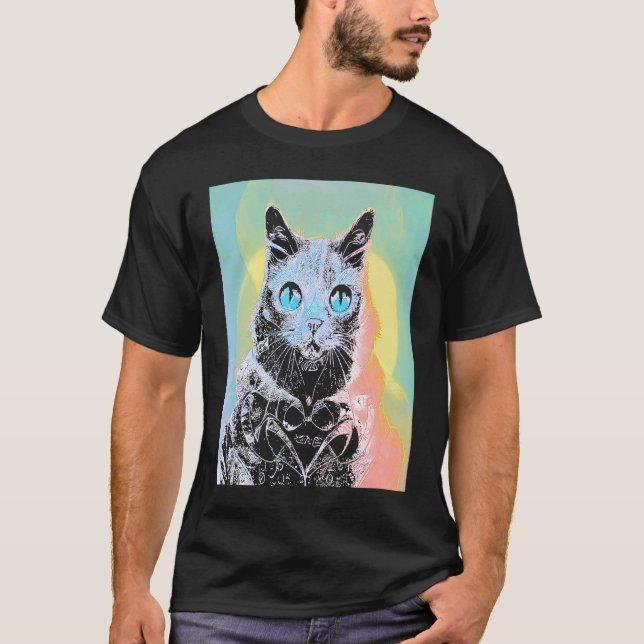 Färglöst katt t shirt (Framsida)