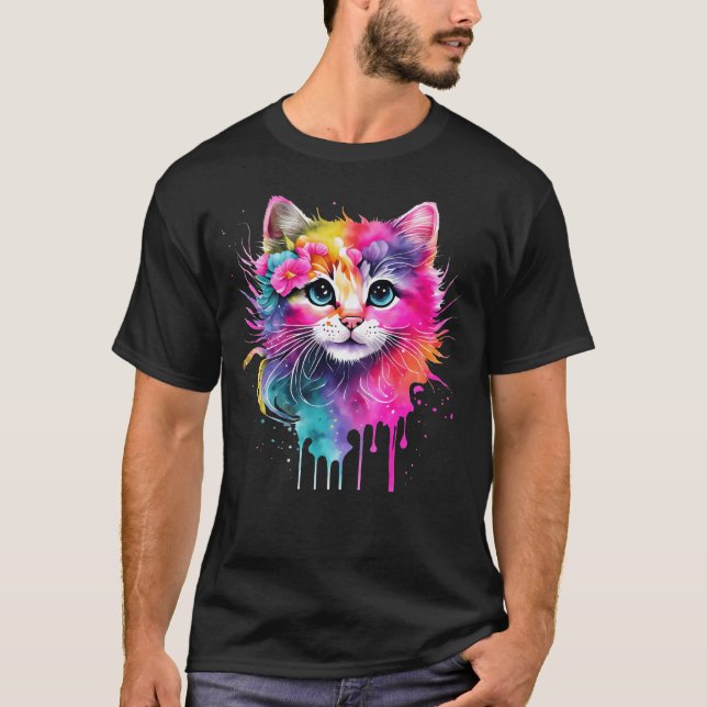 Färglöst katt t shirt (Framsida)