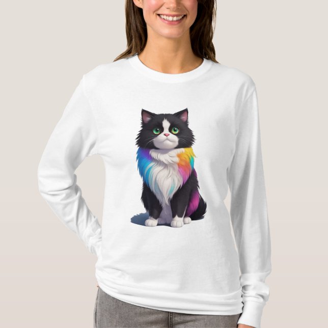 Färglöst katt t shirt (Framsida)