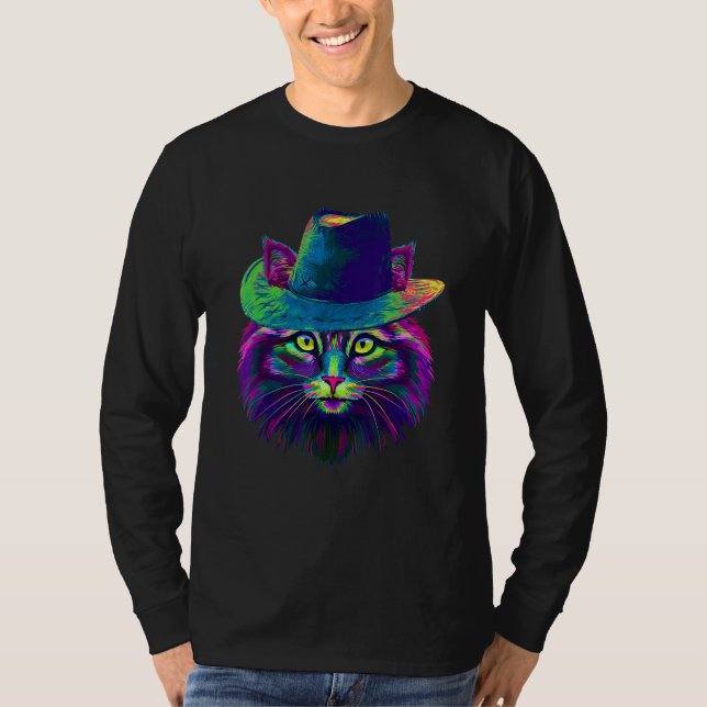 Färglöst katt t shirt (Framsida)