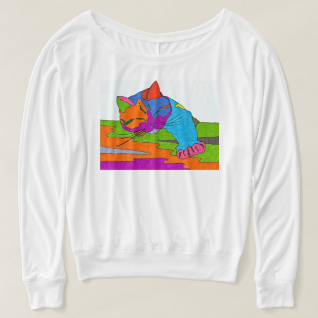 Färglöst katt tee (Design framsida)