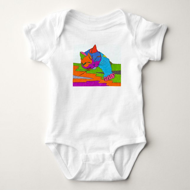 Färglöst katt tee shirt (Framsida)