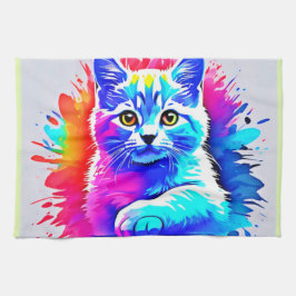 Färglöst kattkonst kökshandduk
