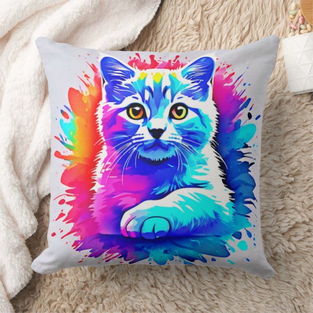 Färglöst kattkonst kudde (Filt)