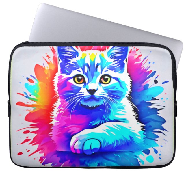 Färglöst kattkonst laptop fodral (Framsidan)