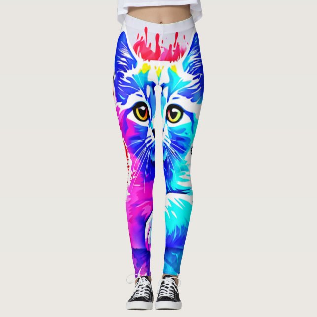 Färglöst kattkonst leggings (Framsida)