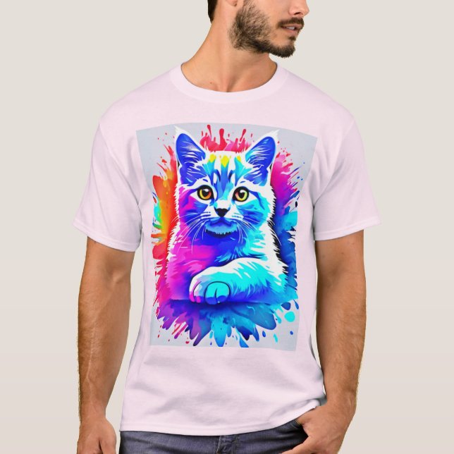Färglöst kattkonst t shirt (Framsida)