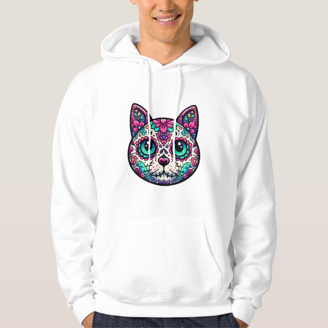 Färglöst kattsocker Skull Hoodie (Framsida)
