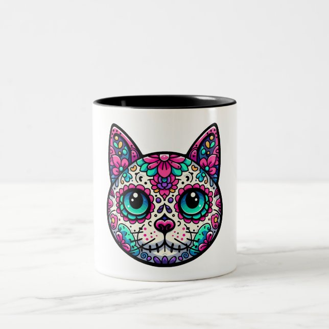 Färglöst kattsocker Skull Två-Tonad Mugg (Center)
