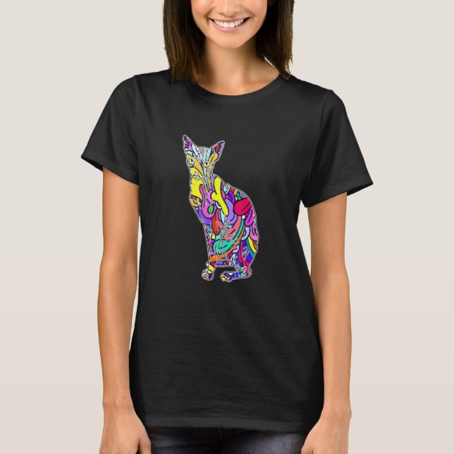 Färglöst kattunge Sphynx Art Pet Owner Hairless Ki T Shirt (Framsida)