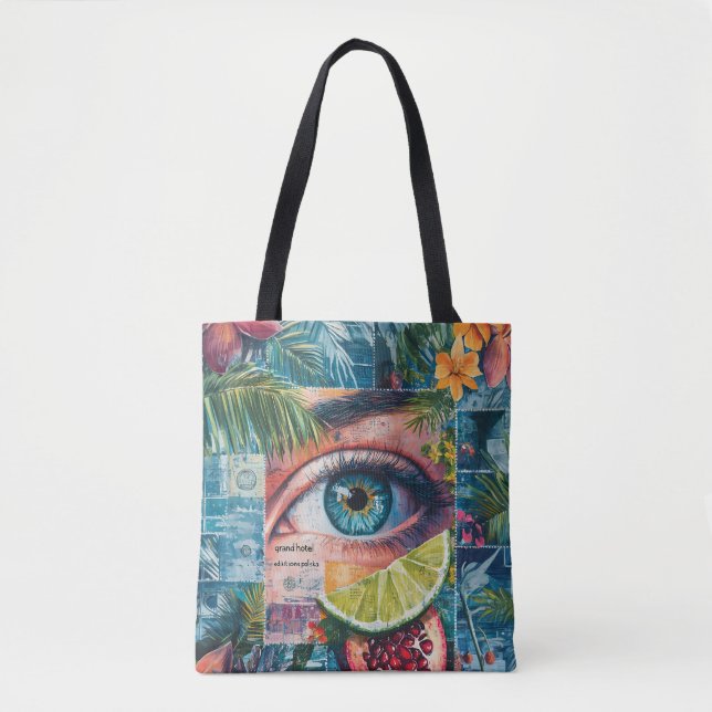 Färglöst kollage av Frimärke till påsen Tygkasse (Framsida)