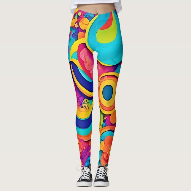 Färglöst koncentriskt Mönster Leggings (Framsida)