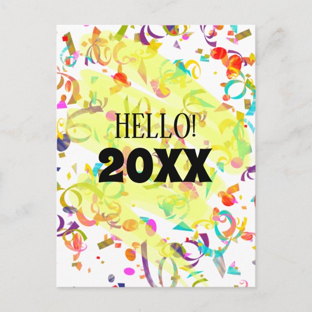 Färglöst konfetti Gult för nyårslösning Helg Vykort (Framsida)