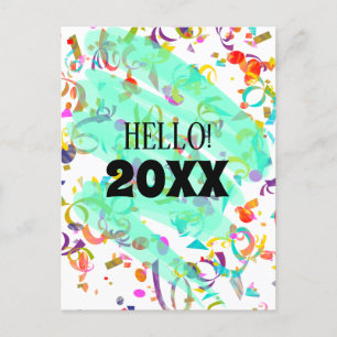 Färglöst konfetti-mall för nyårskalkering av skaln helg vykort