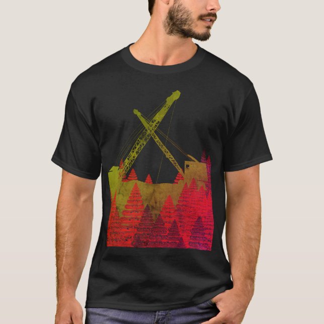 Färglöst kranoperatör som driver Ingenjör Fantasy Tee Shirt (Framsida)