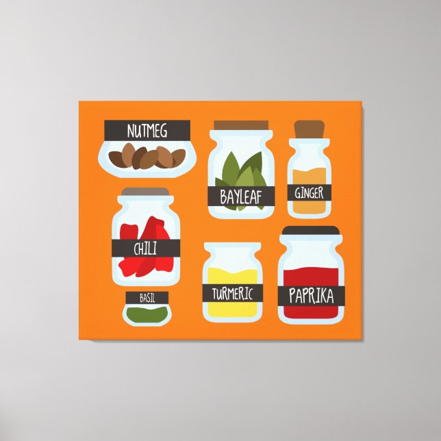 Färglöst krydda burk som kokar stil canvastryck (Framsida)