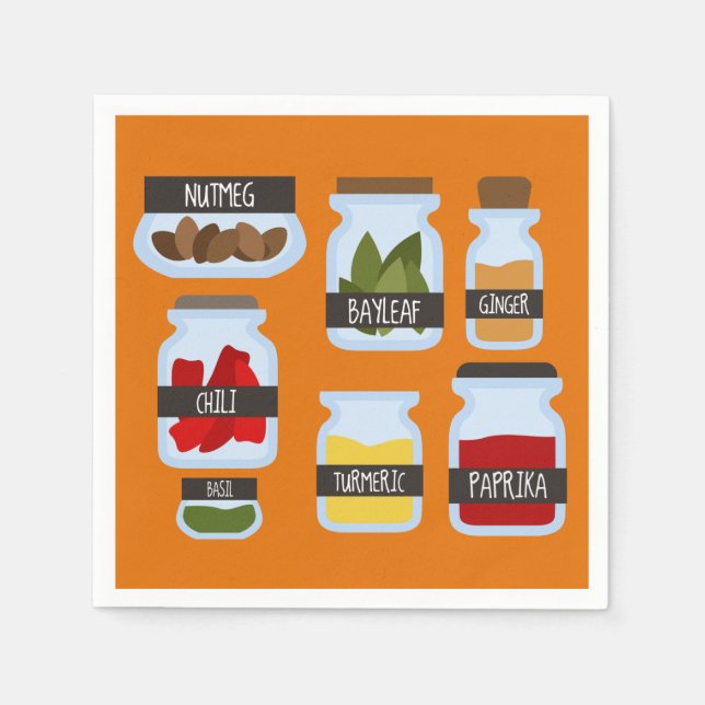 Färglöst krydda burk som kokar stil pappersservett (Framsidan)