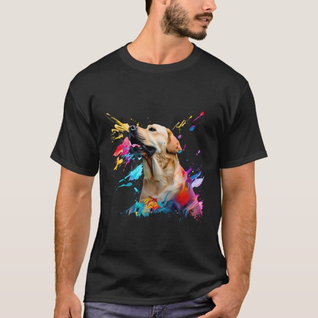Färglöst Labrador Stänk av färgämnet Abstrakt Art  T Shirt (Framsida)