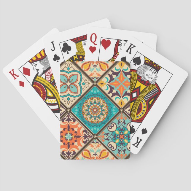 Färglöst lappverk: islamiska motiv. casinokort (Baksidan)