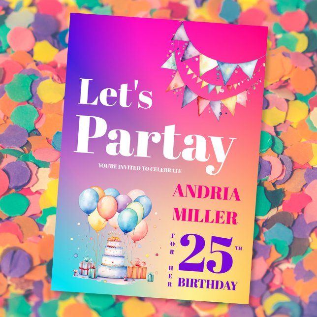 Färglöst Låt oss Party-födelsedag Inbjudningar (Skapare uppladdad)