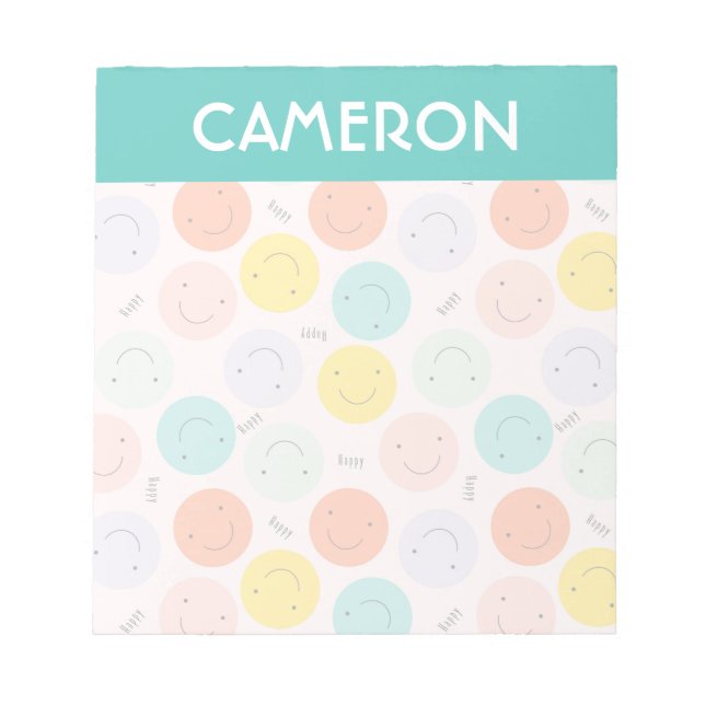 Färglöst leende Lycklig Ansikte Mönster Anteckningsblock (Framsida)